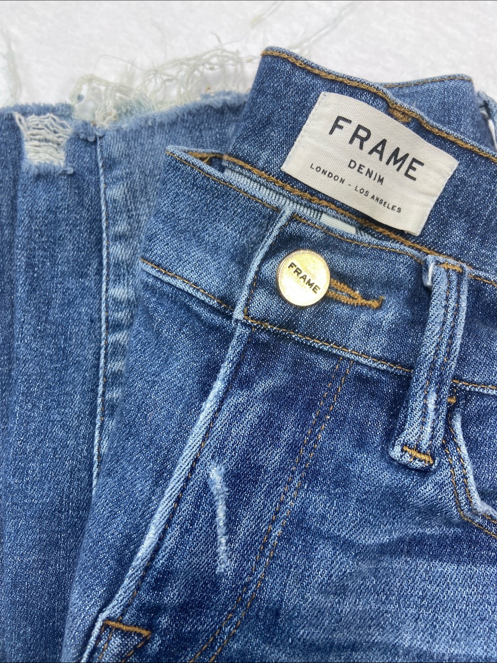 Frame Victoria Park Le Skinny De Jeanne Size 24 Distressed Med Wash Denim‎ Jeans